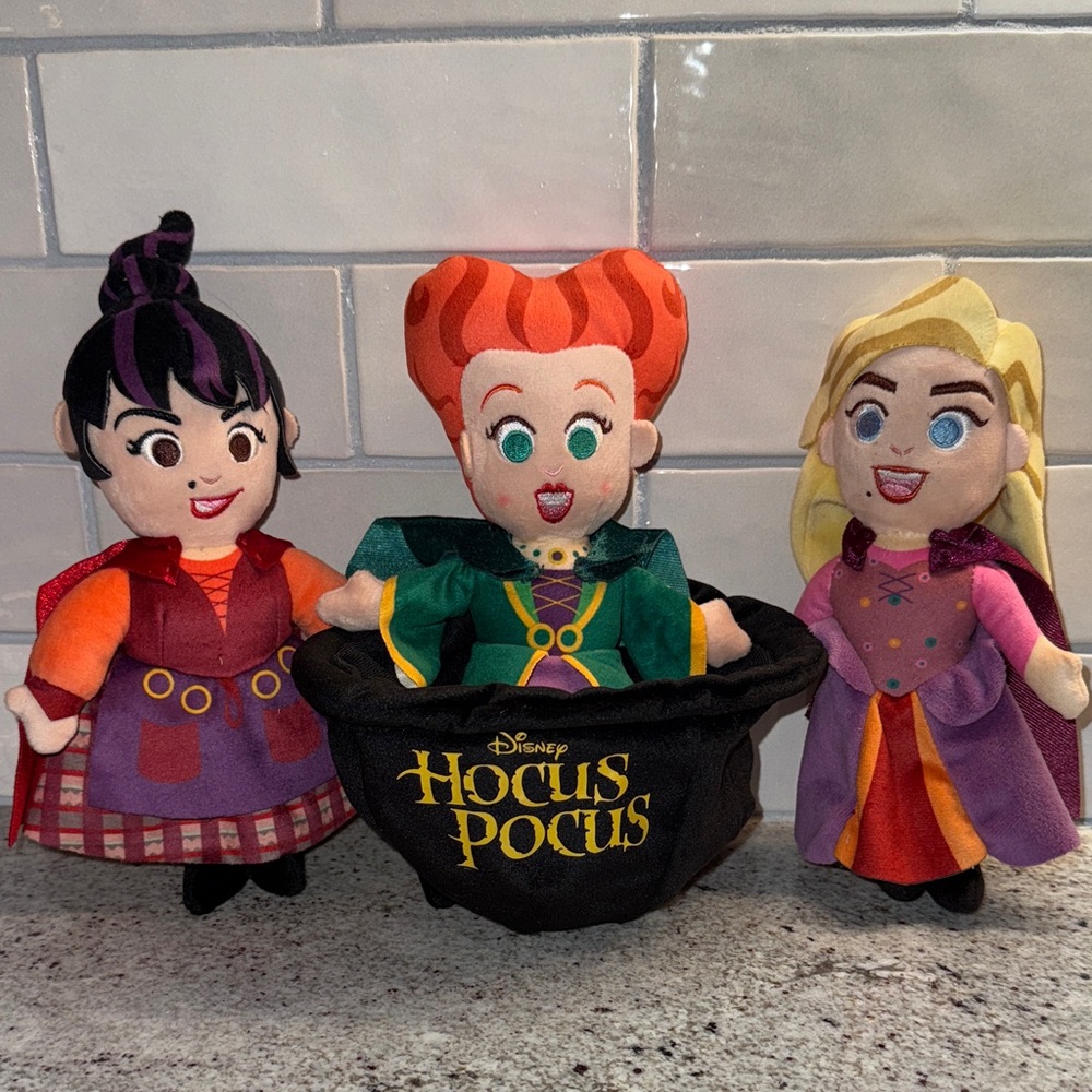 Disney Hocus Pocus Plush Trio - Black, Red, Green, Purple